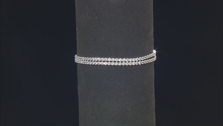 White Lab Created Sapphire Rhodium Over Sterling Silver Tennis Bracelet 6.24ctw Video Thumbnail