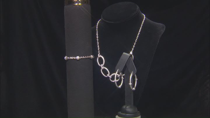 White Cubic Zirconia Rhodium Over Sterling Silver Jewelry Set 3.17ctw Video Thumbnail