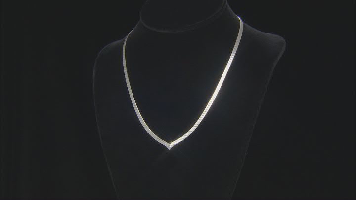 950 Sterling Silver 3.5mm V Shape Polished & Diamond-Cut Herringbone 18 Inch Necklace Video Thumbnail