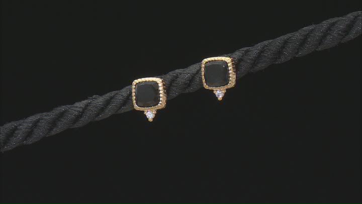 Judith Ripka 5mm Black Onyx With Bella Luce® 14K Yellow Gold Clad Stud Earrings Video Thumbnail