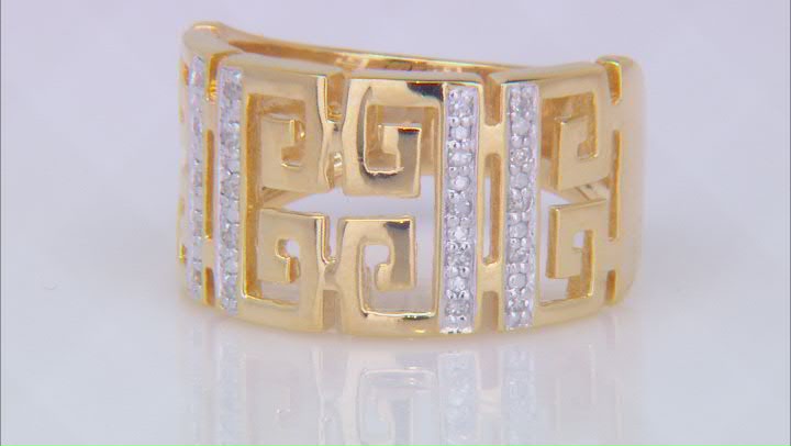 White Diamond 18k Yellow Gold Over Sterling Silver Open Design Band Ring 0.10ctw Video Thumbnail
