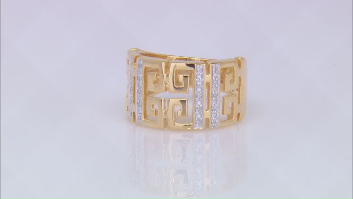 White Diamond 18k Yellow Gold Over Sterling Silver Open Design Band Ring 0.10ctw Video Thumbnail