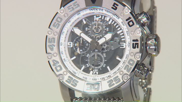 Invicta Invicta Racing 48mm Quartz Stainless Steel Mesh Watch, White Bezel Video Thumbnail