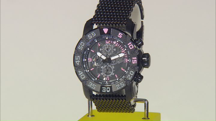 Invicta Invicta Racing 48mm Quartz Black Stainless Steel Mesh Watch, Gunmetal Dial Video Thumbnail