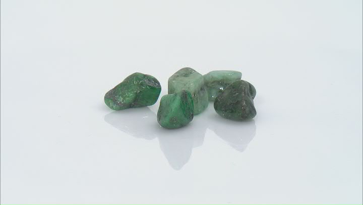 Bahia Brazilian Emerald in Matrix Focal Bead Free-Form Nugget Set of 5 Video Thumbnail