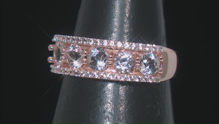 Cor-De-Rosa™ Morganite and White Lab Created Sapphire 10k Rose Gold Band Ring 1.24ctw Video Thumbnail