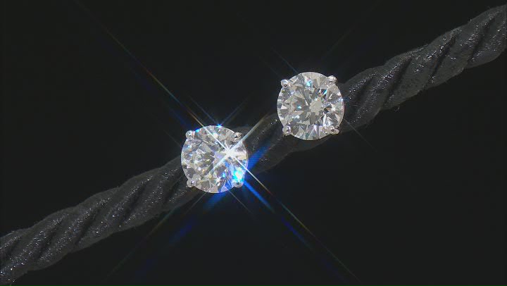 White Lab-Grown Diamond 14K WG Solitaire Stud Earrings 4ctw G Color VS2 Clarity Video Thumbnail