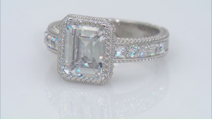 Judith Ripka 7.80ctw Bella Luce® Diamond Simulant Rhodium Over Sterling Silver Ring Video Thumbnail