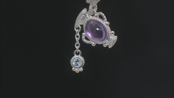 Judith Ripka 1.46ct Oval Amethyst and Bella Luce Rhodium Over Sterling Silver Charm Video Thumbnail