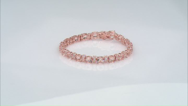 Morganite Simulant And White Cubic Zirconia 14k Rose Gold Over Silver Tennis Bracelet 2.14ctw Video Thumbnail