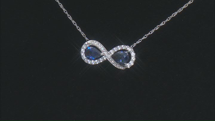 Blue and White Lab Created Sapphire Rhodium Over Sterling Silver Bracelet and Necklace Set 3.78ctw Video Thumbnail