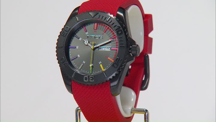 Invicta Pro Diver 44mm Red Silicone Quartz Watch Video Thumbnail