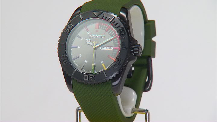 Invicta Pro Diver 44mm Dark Green Silicone Quartz Watch Video Thumbnail