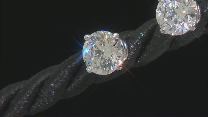 White Lab-Grown Diamond 14K WG Solitaire Stud Earrings 2ctw G Color VS2 Clarity Video Thumbnail