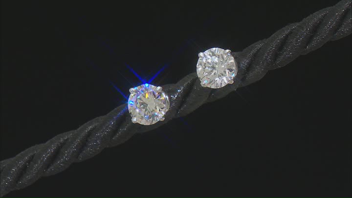 White Lab-Grown Diamond 14K WG Solitaire Stud Earrings 2ctw G Color VS2 Clarity Video Thumbnail