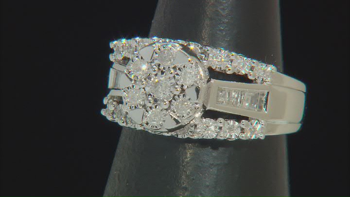White Diamond Rhodium Over Sterling Silver Ring 0.50ctw Video Thumbnail