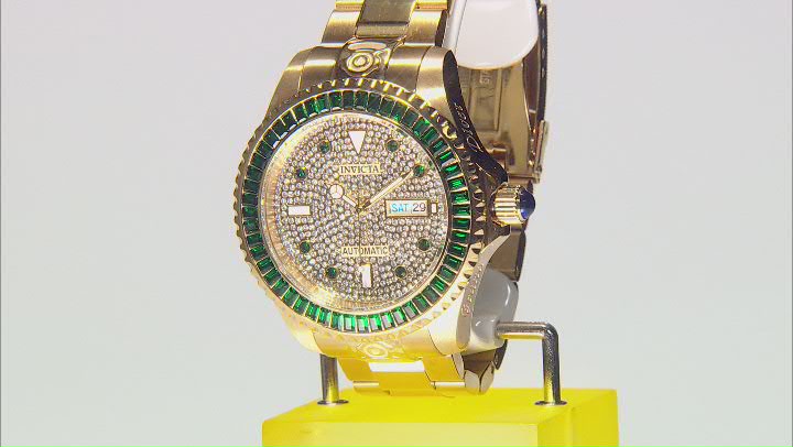 Invicta Pro Diver 47mm Green Bezel Gold Tone Stainless Steel Automatic Watch Video Thumbnail