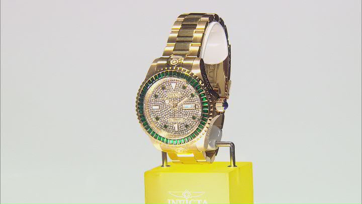 Invicta Pro Diver 47mm Green Bezel Gold Tone Stainless Steel Automatic Watch Video Thumbnail