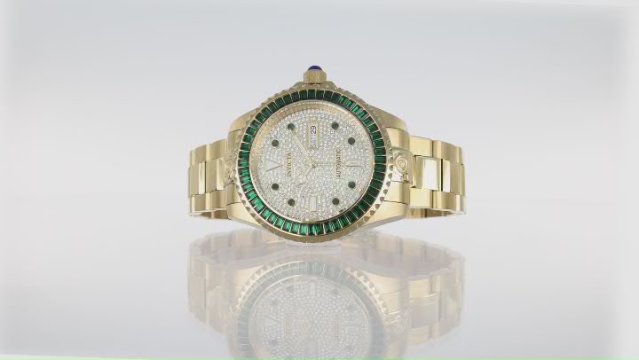 Invicta Pro Diver 47mm Green Bezel Gold Tone Stainless Steel Automatic Watch Video Thumbnail