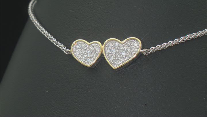 White Lab-Grown Diamonds Heart Bolo Bracelet 0.25ctw Video Thumbnail