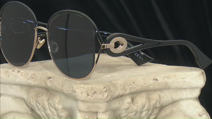 Christian Dior Gold Tone and Black Frame / Blue Mirror Sunglasses Video Thumbnail