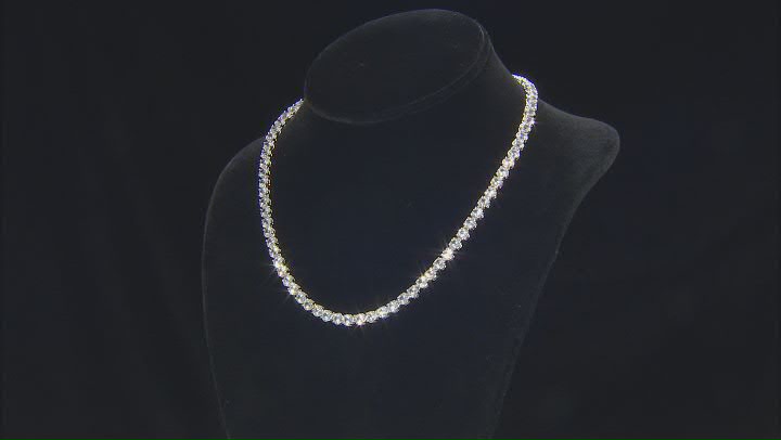 White Lab Created Sapphire Rhodium Plated Sterling Silver Tennis Necklace 24.42ctw Video Thumbnail