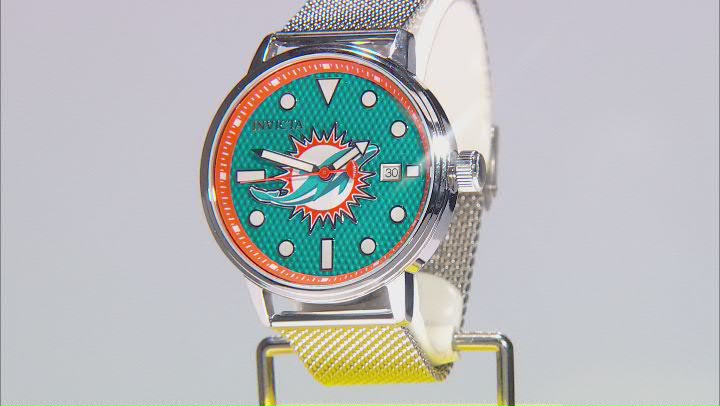 Invicta NFL 44mm Light Blue Dial Miami Dolphins Quartz Watch Video Thumbnail