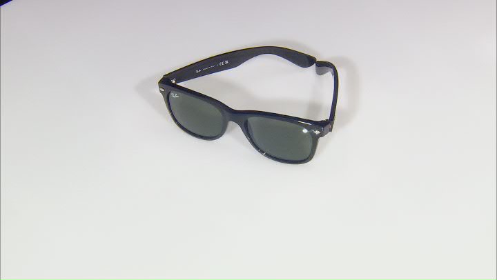 Ray-Ban New Wayfarer Classic Gloss Black / Green 58 mm Sunglasses RB2132 901 58 Video Thumbnail
