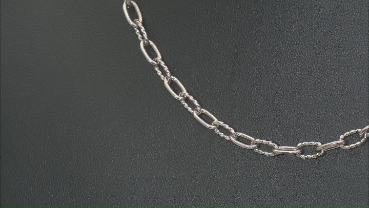 Judith Ripka Rhodium Over Sterling Silver Alternating Textured Cable Chain Necklace Video Thumbnail