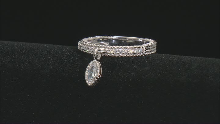 Judith Ripka 1.0ctw Bella Luce® Diamond Simulant Rhodium Over Sterling Silver Marquise Charm Ring Video Thumbnail