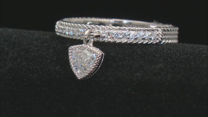 Judith Ripka 1.0ctw Bella Luce® Diamond Simulant Rhodium Over Sterling Silver Trillion Charm Ring Video Thumbnail