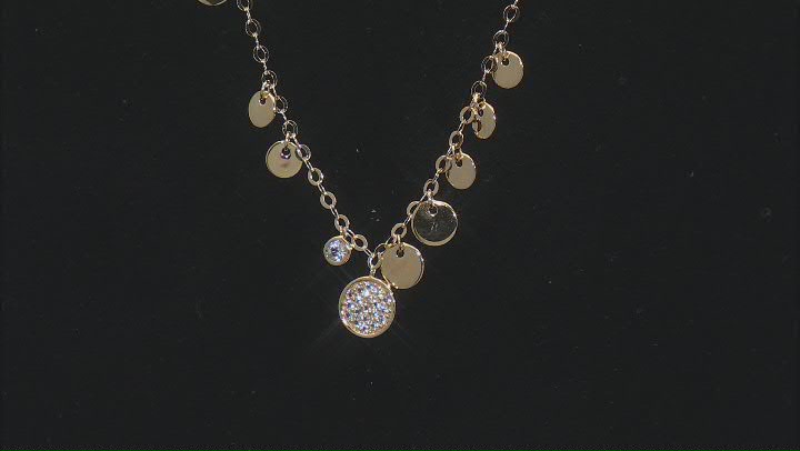 White Lab Created Sapphire 18k Yellow Gold Over Sterling Silver Necklace 0.21ctw Video Thumbnail