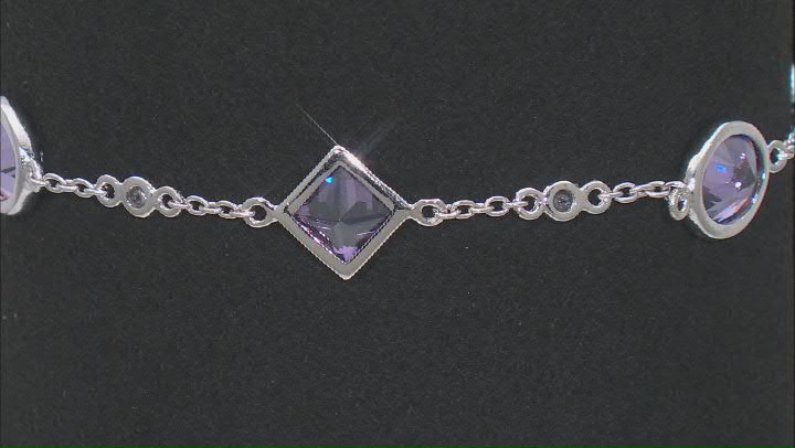 Judith Ripka 7ctw Oval Purple Bella Luce Diamond Simulant Rhodium Over Silver Station Bracelet Video Thumbnail