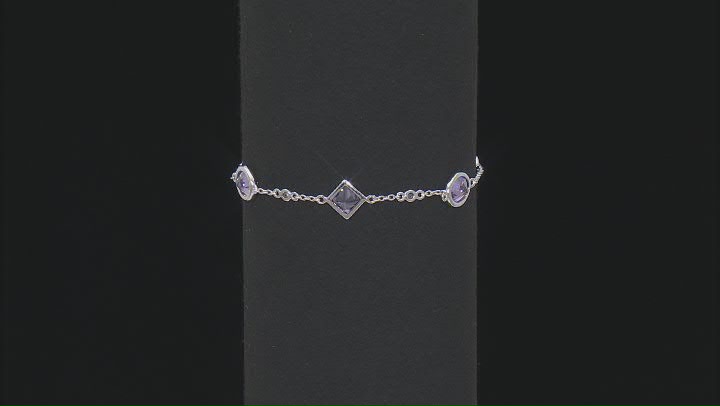 Judith Ripka 7ctw Oval Purple Bella Luce Diamond Simulant Rhodium Over Silver Station Bracelet Video Thumbnail