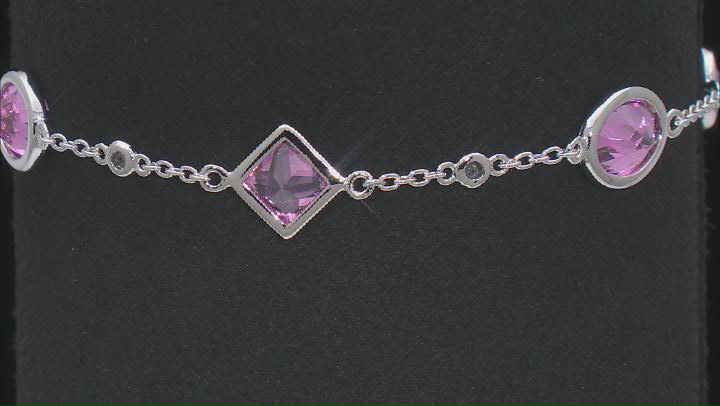 Judith Ripka 7ctw Oval Pink Bella Luce Diamond Simulant Rhodium Over Silver Station Bracelet Video Thumbnail