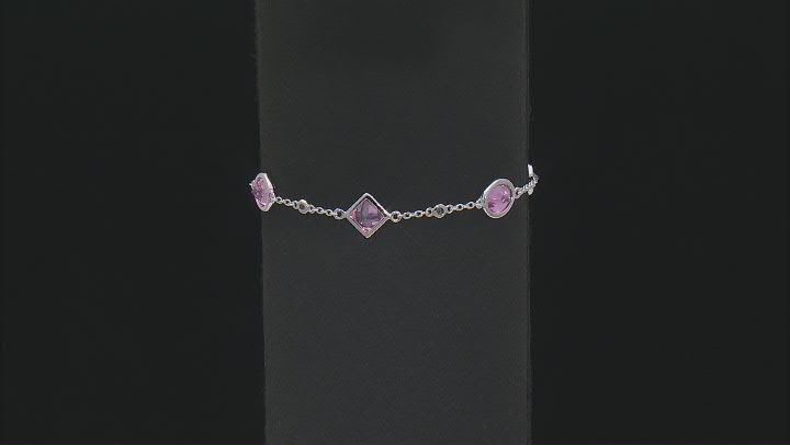 Judith Ripka 7ctw Oval Pink Bella Luce Diamond Simulant Rhodium Over Silver Station Bracelet Video Thumbnail