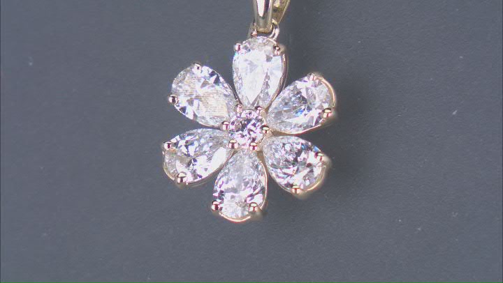 White Lab-Grown Diamond, 14k Yellow Gold Flower Pendant 1.00ctw Video Thumbnail