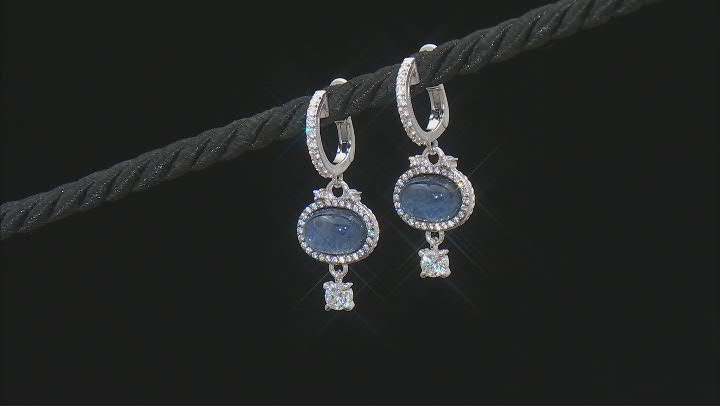 Judith Ripka Penelope Blue Dumortierite Doublet & Bella Luce® Rhodium Over Sterling Silver Earrings Video Thumbnail