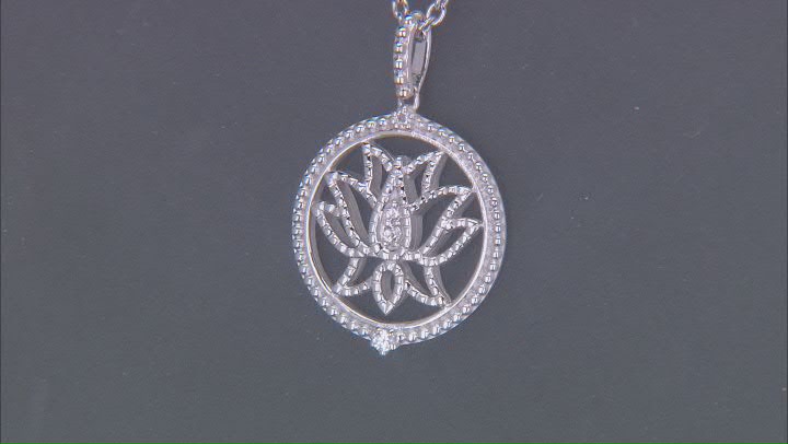 Judith Ripka Rhodium Over Sterling Silver Lotus Flower Necklace with White Topaz Accents Video Thumbnail