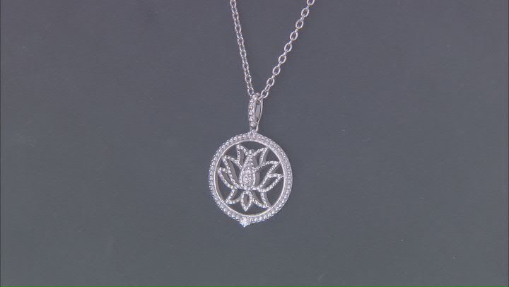 Judith Ripka Rhodium Over Sterling Silver Lotus Flower Necklace with White Topaz Accents Video Thumbnail