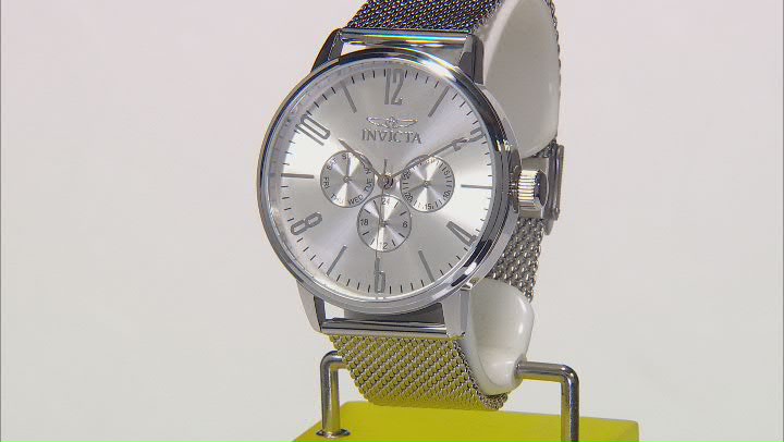 Invicta Specialty 44mm Quartz Stainless Steel Mesh Watch, White Dial Video Thumbnail