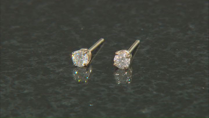Certified White Lab-Grown Diamond H-I SI 14k Yellow Gold Solitaire Stud Earrings 0.25ctw Video Thumbnail