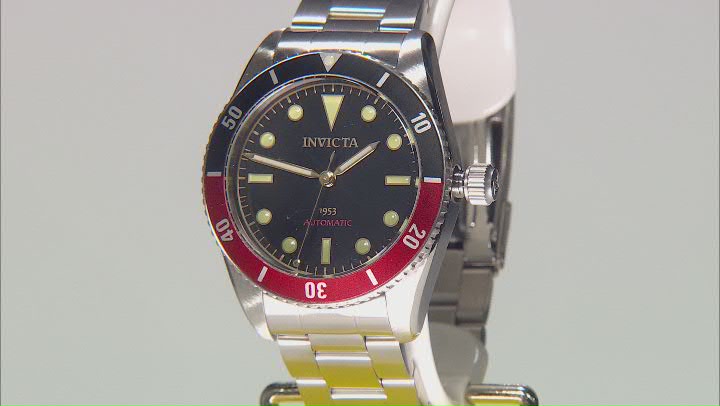 Invicta Pro Diver 40mm Black and Red Bezel Stainless Steel Automatic Watch Video Thumbnail