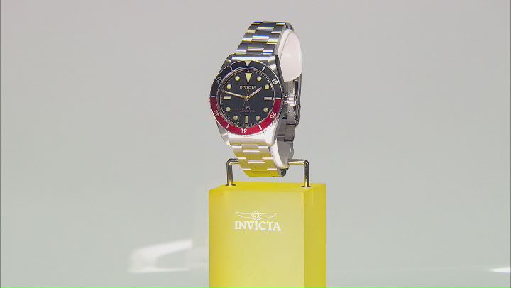 Invicta Pro Diver 40mm Black and Red Bezel Stainless Steel Automatic Watch Video Thumbnail