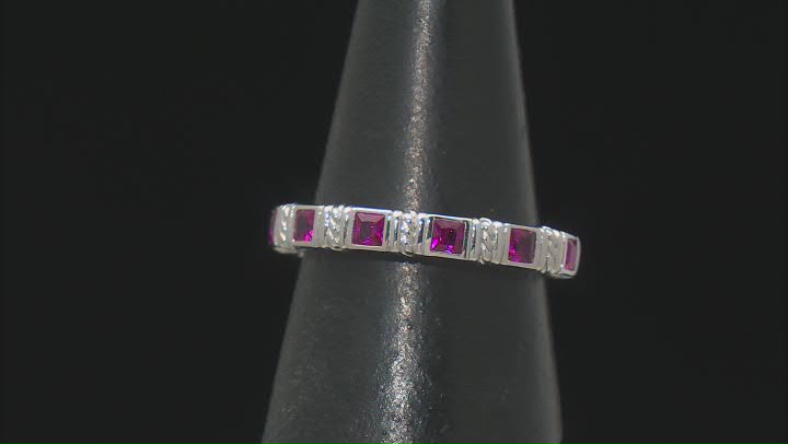 Judith Ripka Lab Created Ruby Rhodium Over Sterling Silver Band Ring 0.98ctw Video Thumbnail