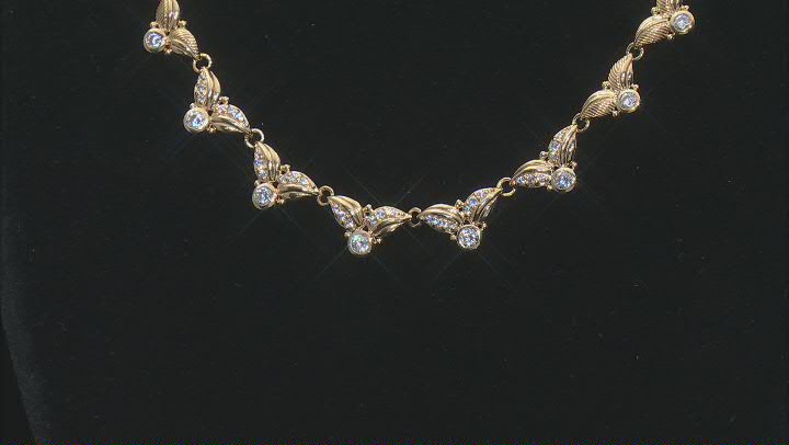 Judith Ripka 4.65ctw Bella Luce® Diamond Simulant Leaf Design 14K Yellow Gold Clad Collar Necklace Video Thumbnail