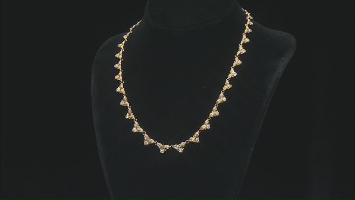 Judith Ripka 4.65ctw Bella Luce® Diamond Simulant Leaf Design 14K Yellow Gold Clad Collar Necklace Video Thumbnail