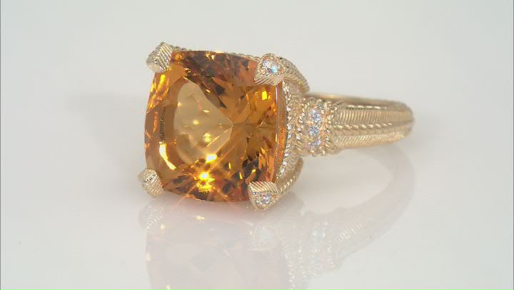 Judith Ripka 10.00ct Citrine and 0.30ctw Bella Luce® Diamond Simulant 14k Gold Clad Cocktail Ring Video Thumbnail