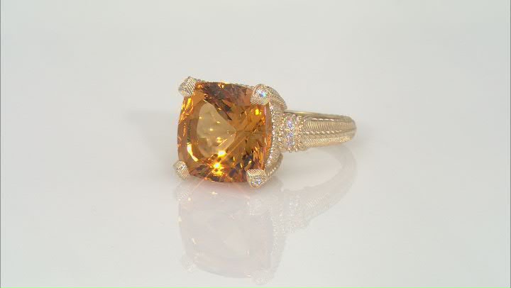 Judith Ripka 10.00ct Citrine and 0.30ctw Bella Luce® Diamond Simulant 14k Gold Clad Cocktail Ring Video Thumbnail