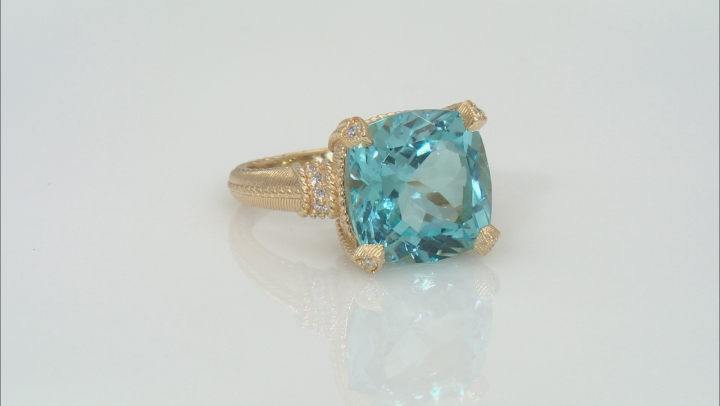 Judith Ripka 10.00ct Sky Blue Topaz & 0.30ctw Bella Luce® Diamond Simulant 14k Gold Clad Ring Video Thumbnail